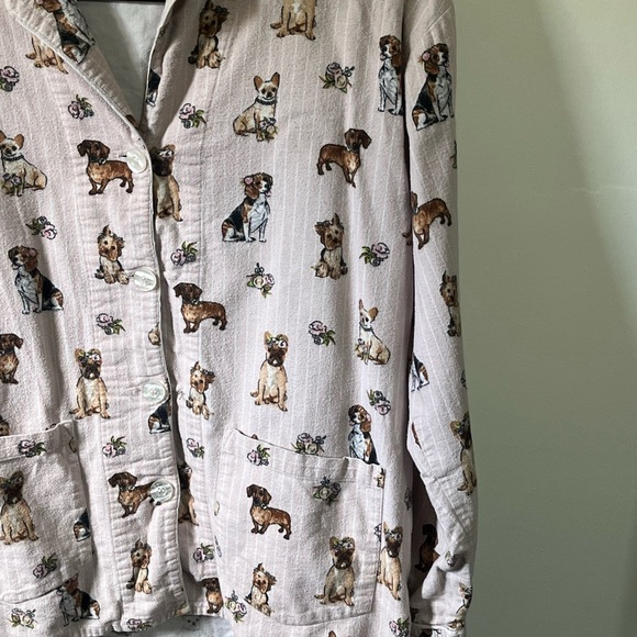 PJ Salvage Dog Print Flannel Pajama Top Sz Med - Picture 4 of 9